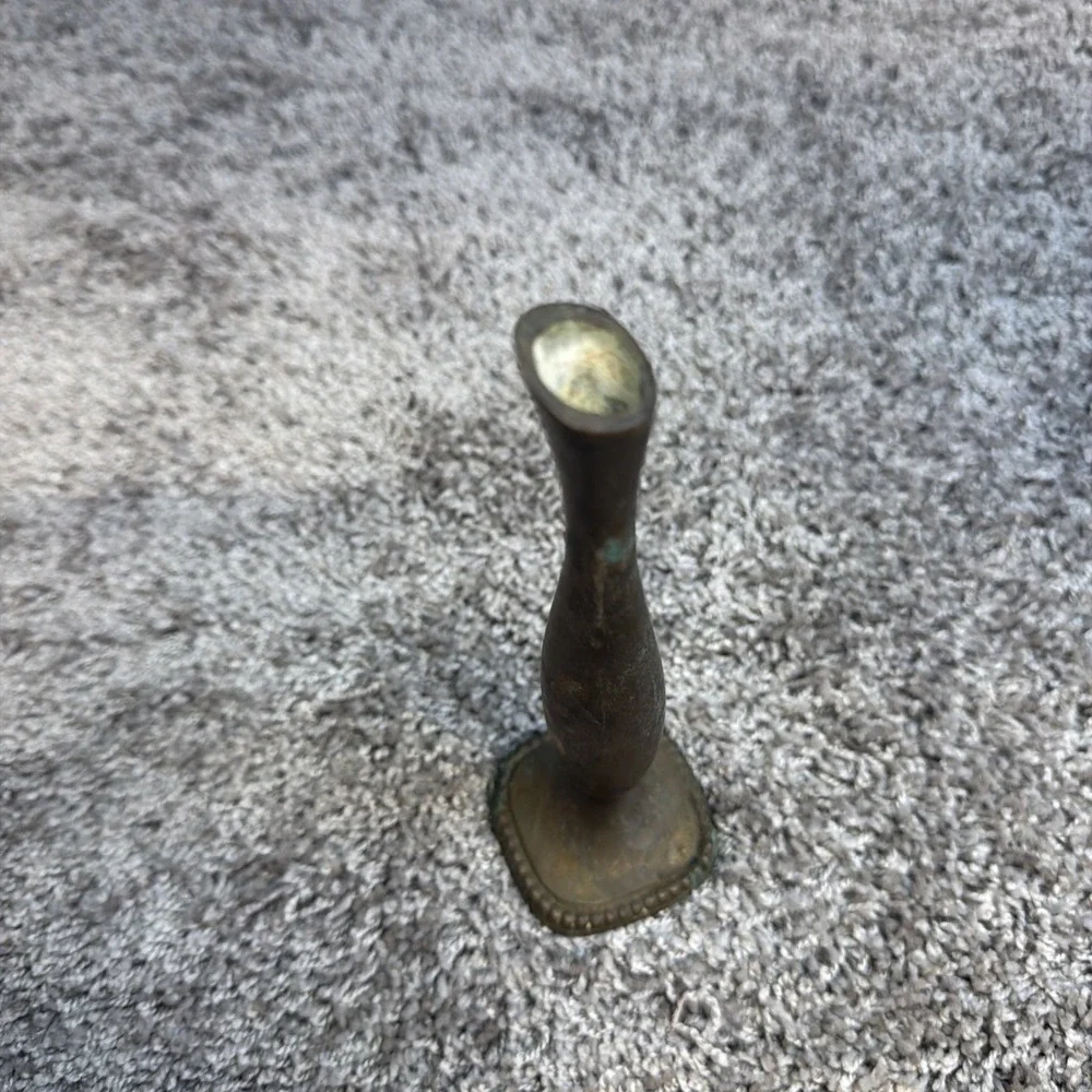 Vintage Solid Brass Bud Vase Mid Century Modern Tapered Made in India Boho Decor